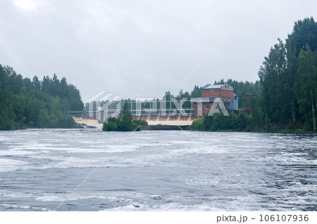 small hydroelectric power station on the northern river small hydroelectric power station on the northern river 106107936
