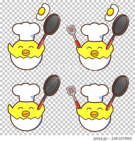 戴廚師帽的小雞正在做煎蛋套餐(左手) 戴廚師帽的小雞正在做煎蛋套餐(左手) 106107960