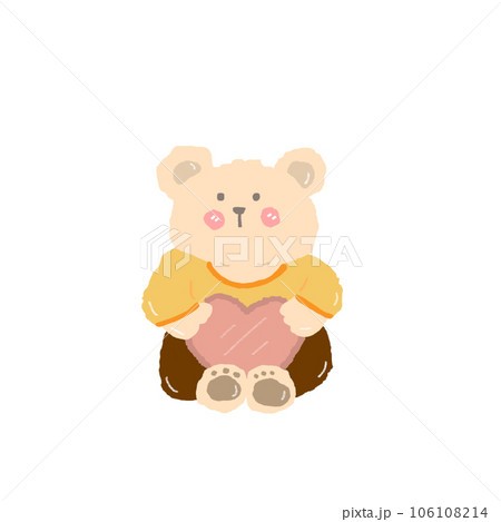 Cute cartoon pastel doodle hand draw bear 106108214