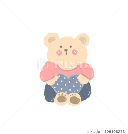 Cute cartoon pastel doodle hand draw bear Cute cartoon pastel doodle hand draw bear 106108228