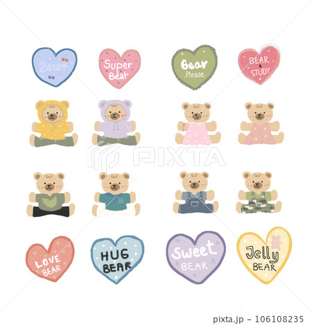 Cute cartoon pastel doodle hand draw bear Cute cartoon pastel doodle hand draw bear 106108235