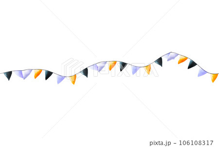 Watercolor seamless banner with festive flags for halloween illustration. Hand painting postcard isolated on white background. For designers, decoration, shop, for postcards, wrapping paper, covers Watercolor seamless banner with festive flags for halloween illustration. Hand painting postcard isolated on white background. For designers, decoration, shop, for postcards, wrapping paper, covers 106108317