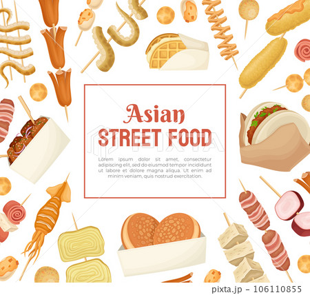 Asian Street Food Web Banner with Snack Vector Template Asian Street Food Web Banner with Snack Vector Template 106110855