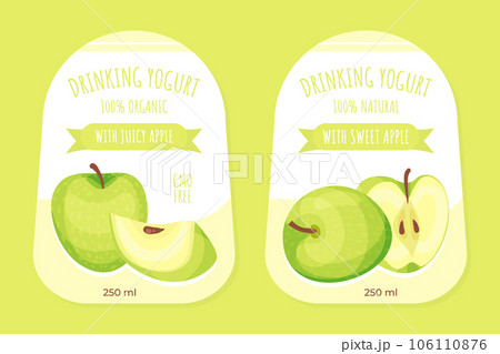 Green Apple Fruit Yogurt Package Label Design Vector Template Green Apple Fruit Yogurt Package Label Design Vector Template 106110876