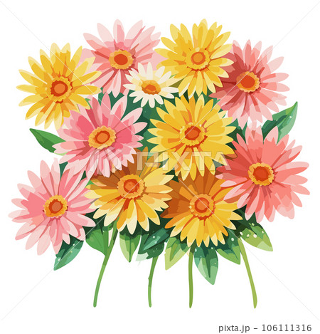 Bouquet of daisies and gerberas. Vector illustration. Bouquet of daisies and gerberas. Vector illustration. 106111316