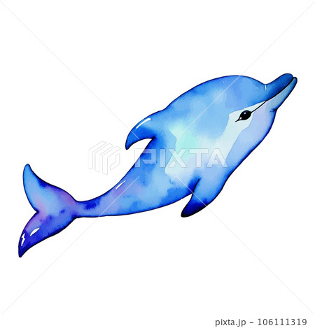 Illustration of a cute blue dolphin isolated on a white background. 106111319