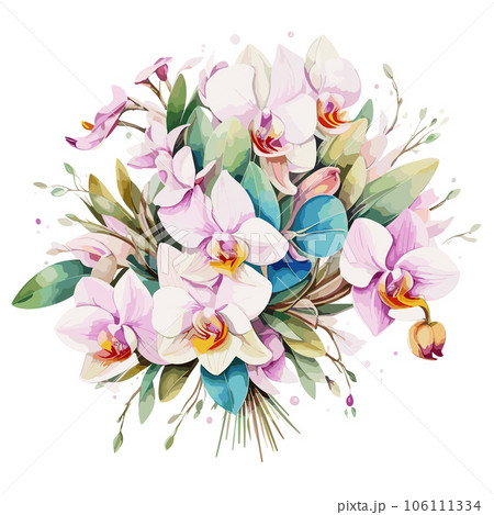 Bouquet of white orchids in a vase Bouquet of white orchids in a vase 106111334