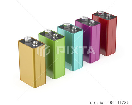 Row with five 9V batteries 106111787