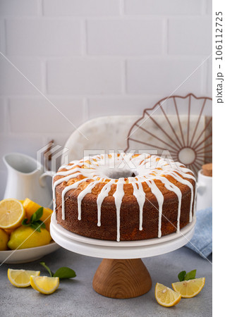 Lemon pound cake with powder sugar glaze Lemon pound cake with powder sugar glaze 106112725