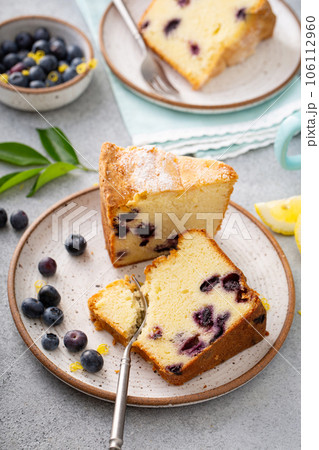 Traditional lemon blueberry pound cake, Bundt cake 106112960