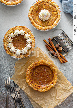 Mini sweet potato pies, warm spicy fall dessert 106113254