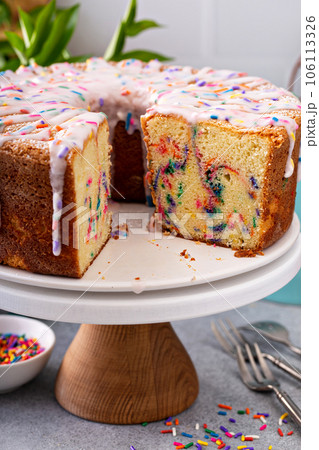 Celebration funfetti birthday pound cake with sprinkles Celebration funfetti birthday pound cake with sprinkles 106113326
