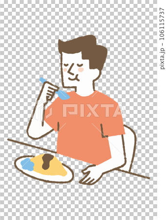 オムライスを食べているお父さん_色 オムライスを食べているお父さん_色 106115737