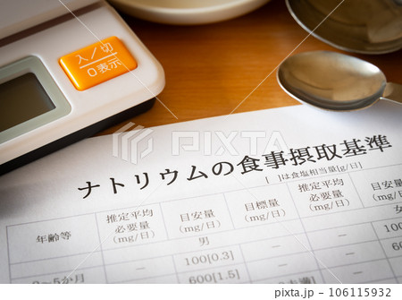 ナトリウムの食事摂取基準　多量ミネラル　減塩　高血圧　健康管理 106115932