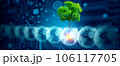 Crystal ball with tree against nature with digital convergence and technology background. Ecology, Energy, Environment, Green Technology, and IT ethics Concept. 106117705