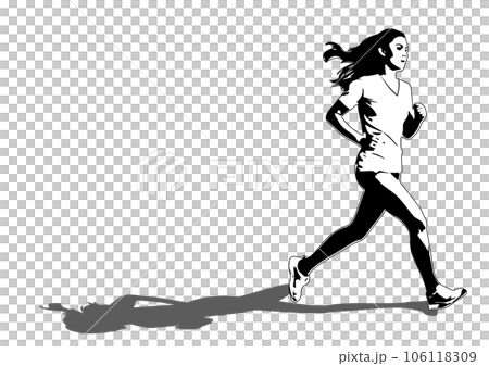 奔跑的女人和影子的插圖 106118309