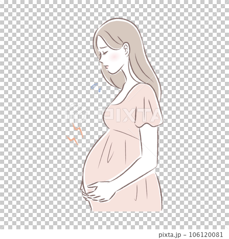 陣痛・妊娠後期のトラブルに悩む女性のイラスト 106120081