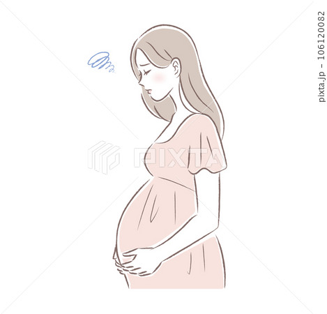 妊娠後期のトラブルに悩む女性のイラスト 106120082
