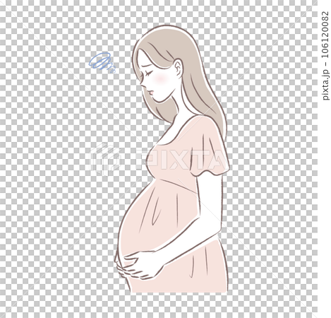 妊娠後期のトラブルに悩む女性のイラスト 106120082