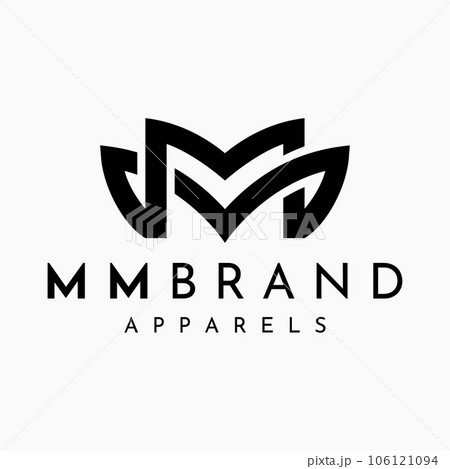 Minimalist line letter MM logo design template. Modern apparel initial M MM logo. 106121094