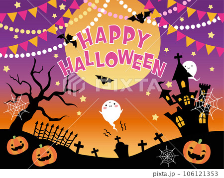 ハロウィンのかわいい背景素材 106121353
