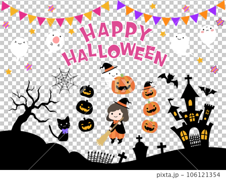 Cute Halloween illustration set 106121354