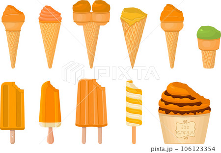 big kit ice cream popsicle different types in cone waffle cup 106123354