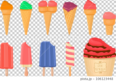 big kit ice cream popsicle different types in cone waffle cup big kit ice cream popsicle different types in cone waffle cup 106123448