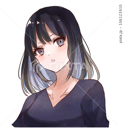 黒髪に青いインナーカラーを入れた女の子 黒髪に青いインナーカラーを入れた女の子 106123910