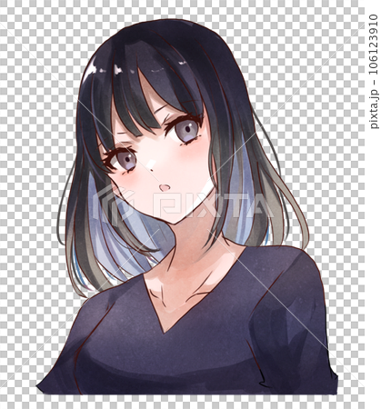 Girl with blue inner color in black hair 106123910