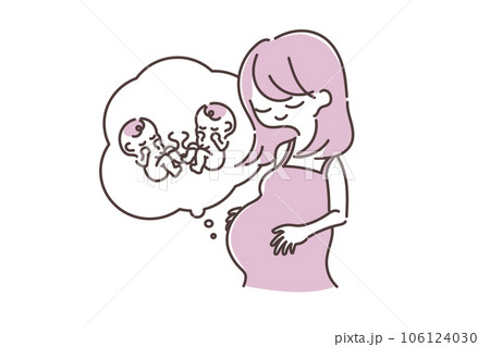お腹に双子の赤ちゃんがいる妊婦のイラスト 106124030