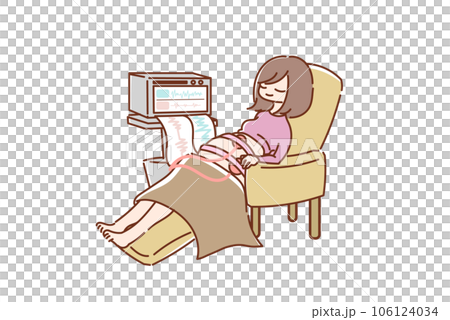 出産の兆候をNSTで検査する妊婦のイラスト　フルカラー 106124034