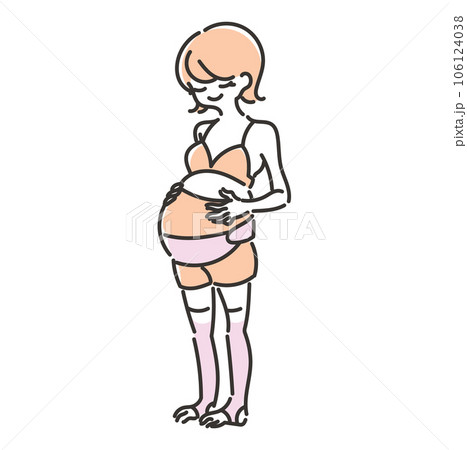 腹帯の妊婦帯を巻いた女性のイラスト 腹帯の妊婦帯を巻いた女性のイラスト 106124038