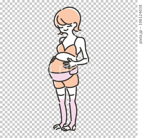 腹帯の妊婦帯を巻いた女性のイラスト 腹帯の妊婦帯を巻いた女性のイラスト 106124038