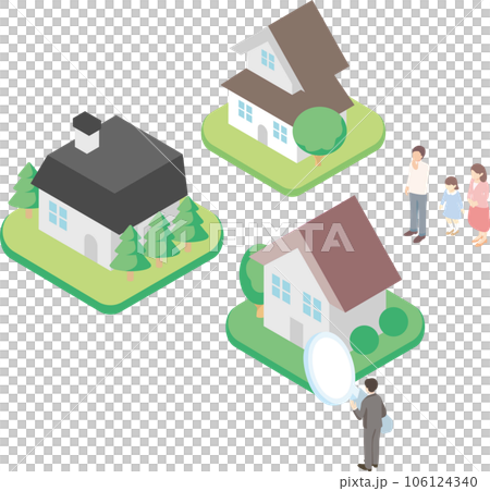 等距商務人士家庭房屋住房房地產插畫素材 106124340