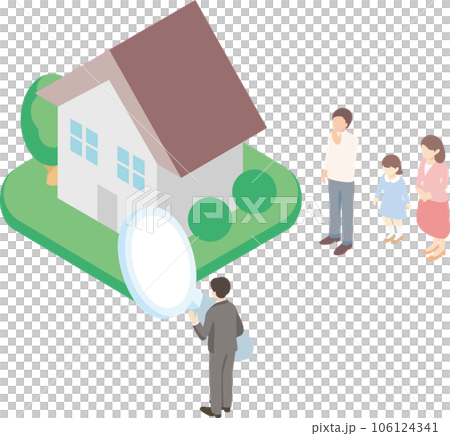 等距商務人士家庭房屋住房房地產插畫素材 106124341