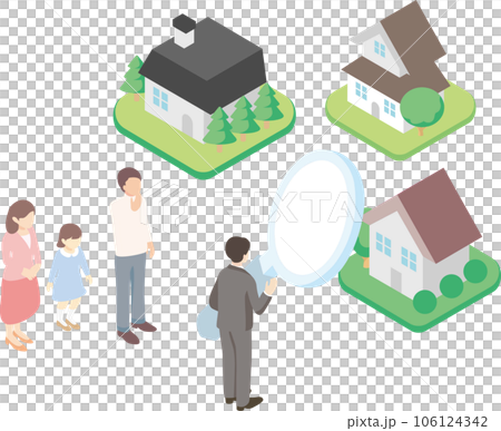 等距商務人士家庭房屋住房房地產插畫素材 106124342