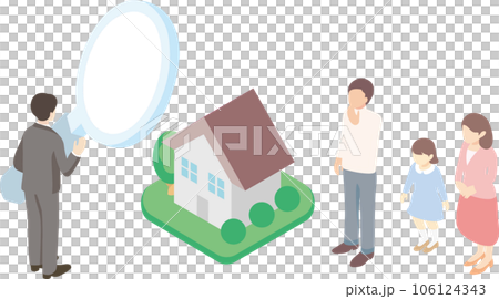 等距商務人士家庭房屋住房房地產插畫素材 等距商務人士家庭房屋住房房地產插畫素材 106124343