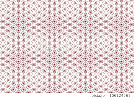 赤色のラフなテイストの麻の葉文様のパターン素材 106124365