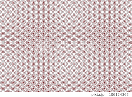 赤色のラフなテイストの麻の葉文様のパターン素材 106124365