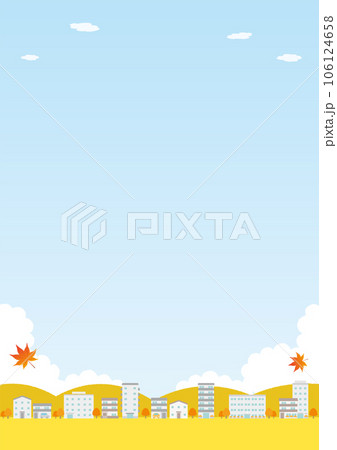 紅葉と街の風景のイラスト_縦_2 106124658