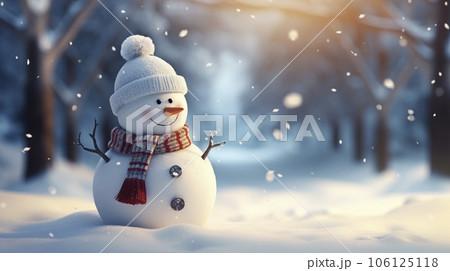 森の中の雪だるま　AI画像 106125118