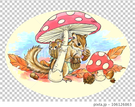 リスきのこ背景あり 106126863