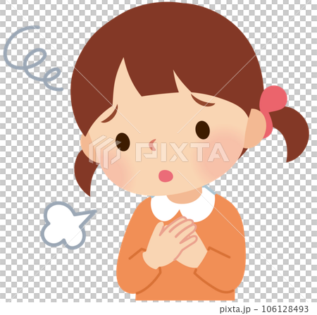 A girl who sighs and looks anxious, nervous 106128493