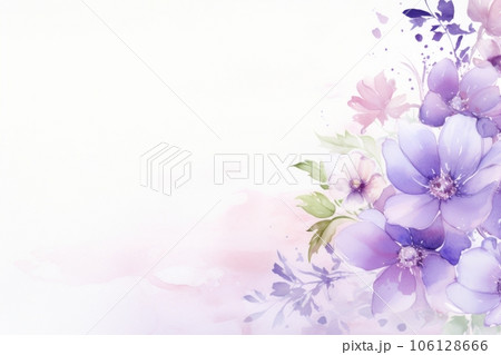 紫系の花柄水彩フレーム:AI作品 紫系の花柄水彩フレーム:AI作品 106128666