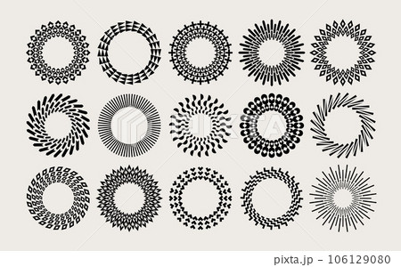 Bundle of line abstract circle border logo design. Modern geometric circle stamp. 106129080