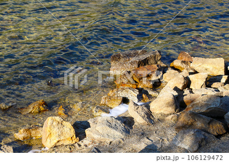Clean and clear water in a mountain lake in a national park. Clean and clear water in a mountain lake in a national park. 106129472
