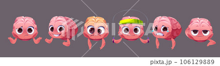 Brain emoticon character cute cartoon vector icon Brain emoticon character cute cartoon vector icon 106129889