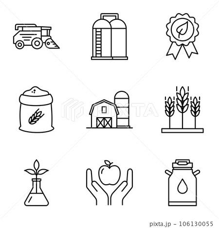 Agriculture and farming icons set isolated on white background. 106130055