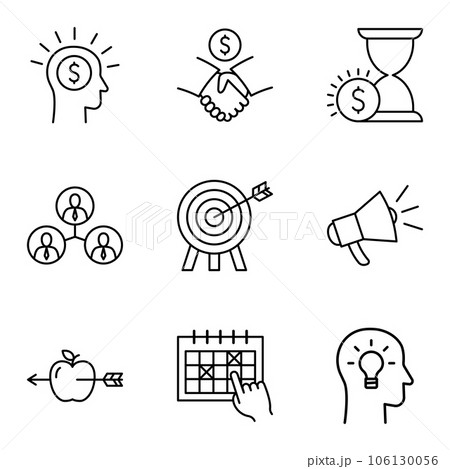 Finance and business icons collection. Money and payment simple icons, on white background. 106130056